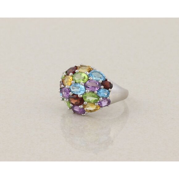 Sterling Silver Multi Gemstone Dome Ring Size 9 1/2 - Picture 5 of 9